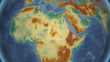 Sudan. Mahalle - ülkenin dış hatlarıyla uzak perspektif. topografik yardım haritası
