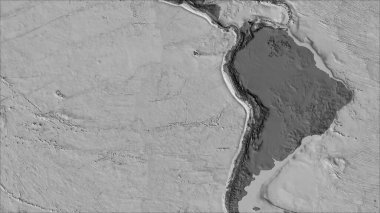 Van der Grinten I projeksiyonundaki (eğik dönüşüm) bilek yükseklik haritasında Nazca tektonik plakasının komşuları. Ham bileşik - ana hatları yok