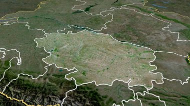 Stavropol - Rusya toprakları yakınlaştırıldı ve vurgulandı. Uydu görüntüleri. 3B görüntüleme