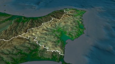 Gisborne - Yeni Zelanda bölgesel konseyi yakınlaştırıldı ve altı çizildi. Ana fiziksel manzara özellikleri. 3B görüntüleme