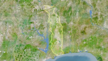 Uydudaki Togo alanı stereografik projeksiyondaki bir harita - ışık saçan ana hatlı raster katmanlarının ham bileşimi