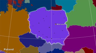 Stereografik projeksiyondaki idari bölümler haritasında Polonya alanı - ana bileşim