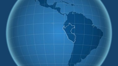 Peru. Mahalle - ülkenin dış hatlarıyla uzak perspektif. Sadece şekiller - kara / okyanus maskesi
