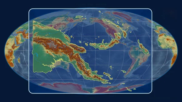 파푸아인들의 시야에는 Mollweide Projection 지도에 나타나 형상이 중심이다 — 스톡 사진