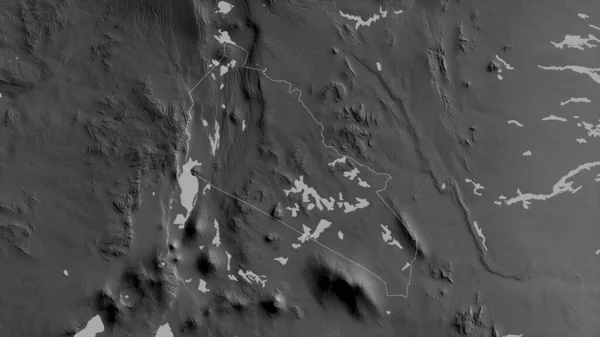 Kajiado Município Quênia Mapa Acinzentado Com Lagos Rios Forma Delineada — Fotografia de Stock