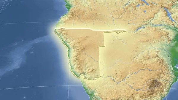 Namíbia Seu Bairro Perspectiva Oblíqua Distante Forma Brilhou Cor Mapa — Fotografia de Stock