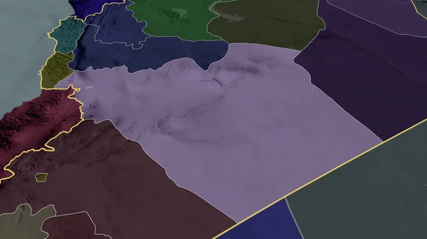Hims Provincia Siria Acercó Destacó Mapa Coloreado Tocado División Administrativa — Foto de Stock