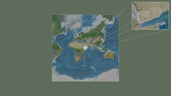 Zone Élargie Élargie Yémen Extraite Carte Grande Échelle Monde Avec — Photo