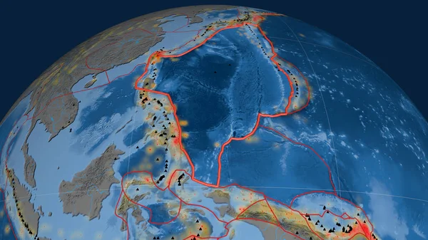 Φιλιππινέζικη Τεκτονική Πλάκα Που Περιγράφεται Στην Υδρόγειο Τοπογραφία Και Βαθυμετρία — Φωτογραφία Αρχείου
