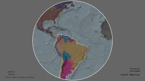 Région Suriname Est Centrée Dans Cercle Entourant Son Continent Sur — Photo