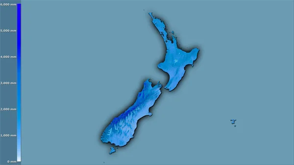 Årlig Nederbörd Inom Nya Zeeland Området Stereografisk Projektion Med Legend — Stockfoto