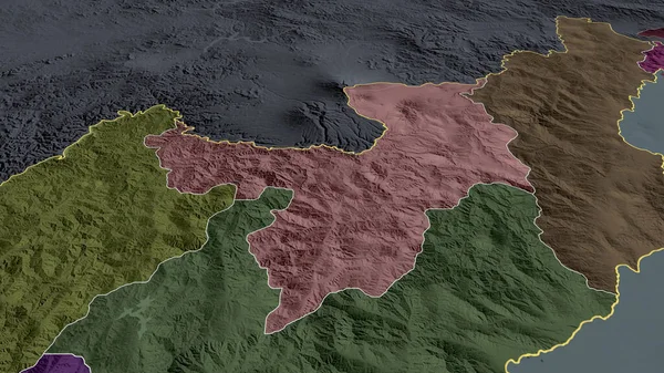 Ryanggang Provincia Corea Del Norte Acercó Destacó Mapa Coloreado Tocado — Foto de Stock