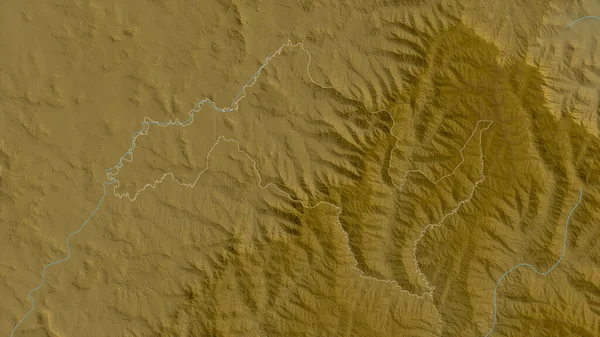 Лерибе Район Лесото Цветные Шейдерные Данные Озерами Реками Форма Очерченная — стоковое фото