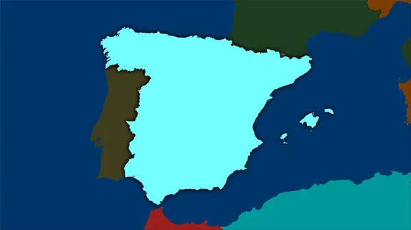 Spagna Area Sulla Mappa Delle Divisioni Amministrative Nella Proiezione Stereografica — Foto Stock