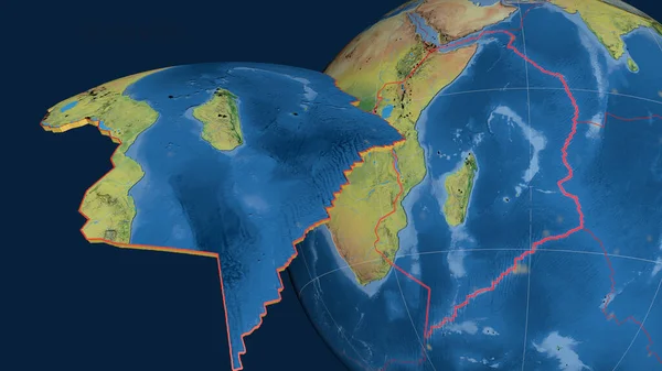 Сомалійська Тектонічна Плита Була Експропрійована Представлена Земній Кулі Топографічна Карта — стокове фото