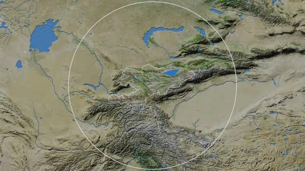 Kırgızistan Genişletilmiş Bölgesi Çevresinin Arka Planında Bir Daire Ile Çevrili — Stok fotoğraf