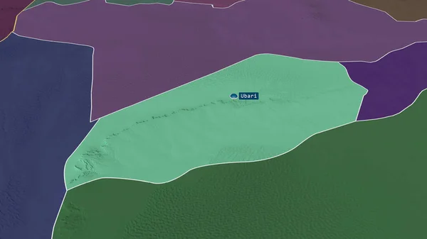 Wadi Hayat Distretto Della Libia Ingrandito Evidenziato Con Capitale Mappa — Foto Stock