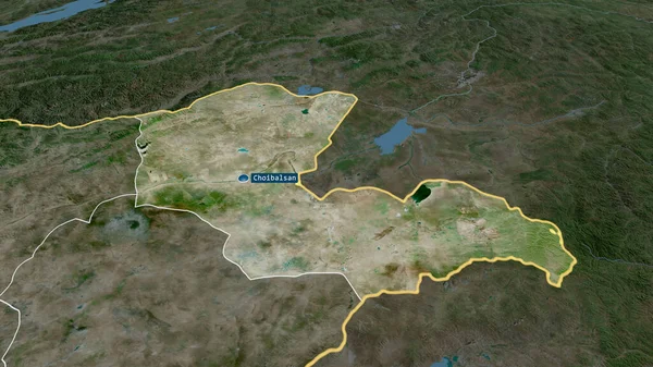Dornod Province Mongolia Zoomed Highlighted Capital Satellite Imagery Rendering — Stock Photo, Image