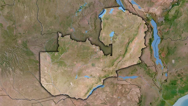 Zambia Terület Műholdas Térképen Sztereográfiai Vetítés Nyers Összetétele Raszter Rétegek — Stock Fotó
