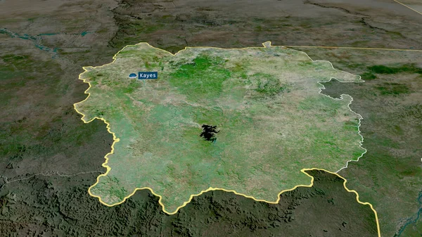 Kayes Mali Bölgesi Yakınlaştırıldı Sermaye Ile Vurgulandı Uydu Görüntüleri Görüntüleme — Stok fotoğraf