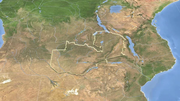 Zambia Környéke Távoli Ferde Perspektíva Vázolt Forma Műholdas Képek — Stock Fotó