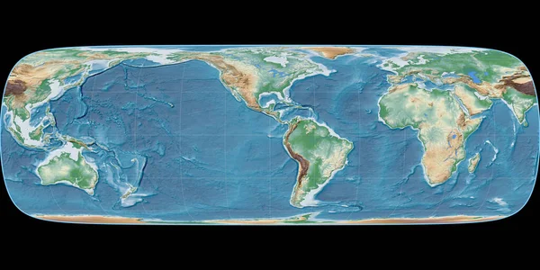 Světová Mapa Projekci Tobler Soustřeďuje Západní Délky Barevné Stínítko Výšková — Stock fotografie