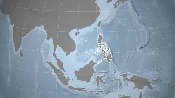 Filipinas Barrio Perspectiva Distante Con Contorno Del País Mapa Elevación — Foto de Stock