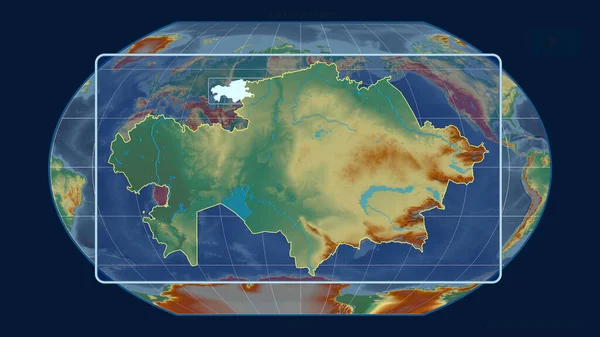 Vista Ampliada Del Contorno Kazajstán Con Líneas Perspectiva Contra Mapa — Foto de Stock