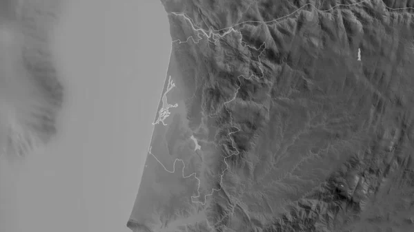 Aveiro Distrik Portugal Peta Grayscaled Dengan Danau Dan Sungai Bentuk — Stok Foto