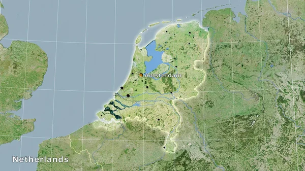 Stereografik Projeksiyondaki Uydusu Üzerinde Hollanda Alanı Ana Bileşim — Stok fotoğraf