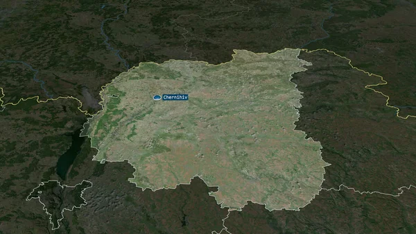Tchernihiv Région Ukraine Zoomé Mis Évidence Avec Capitale Imagerie Satellite — Photo