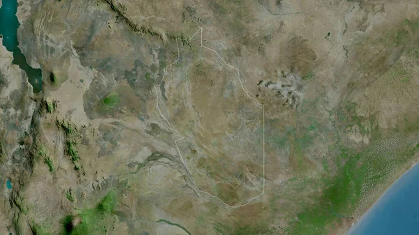 Wajir County Kenya Satellite Imagery Shape Outlined Its Country Area — Stock Photo, Image