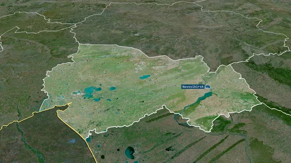 Novossibirsk Région Russie Zoomé Mis Évidence Avec Capitale Imagerie Satellite — Photo