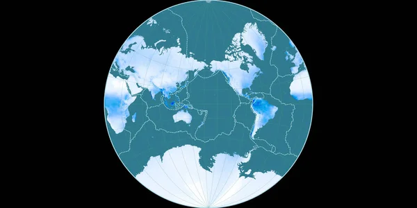 兰伯特 拉格朗日投影中的世界地图以西经170度为中心 年平均降水图 具有满意边界和构造板块边界的栅格组合图 3D插图 — 图库照片