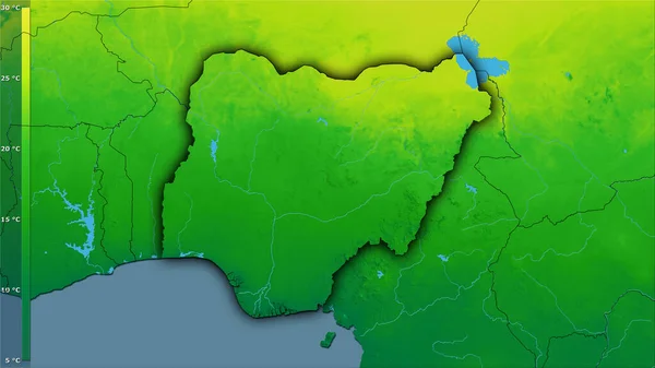 Μέση Ετήσια Διακύμανση Της Θερμοκρασίας Στην Περιοχή Της Νιγηρίας Στην — Φωτογραφία Αρχείου