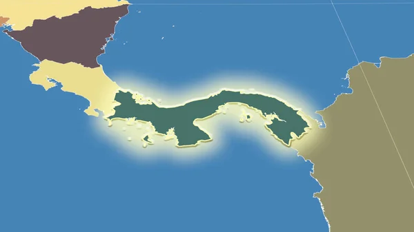 Panamá Barrio Perspectiva Oblicua Distante Forma Brillaba Mapa Color Las — Foto de Stock