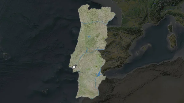 Τονισμένη Περιοχή Της Πορτογαλίας Κύριο Σημείο Στον Αφυδατωμένο Χάρτη Της — Φωτογραφία Αρχείου