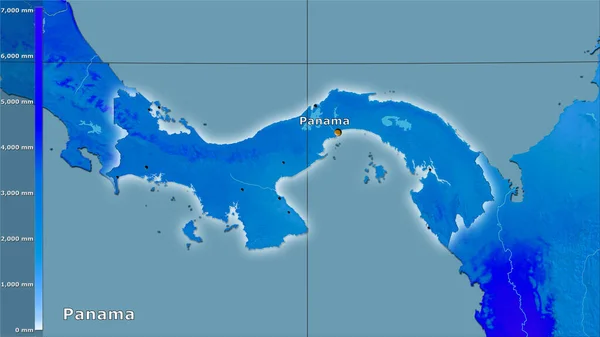 Roční Srážky Oblasti Panamy Stereografické Projekci Legendou Hlavní Skladba — Stock fotografie