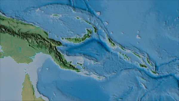 Sousedství Tektonické Desky Šalamounova Moře Topografické Mapě Projekci Van Der — Stock fotografie