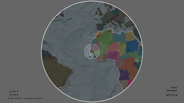 Area Senegal Marked Circle Large Scale Map Continent Isolated Desaturated — Stock Photo, Image