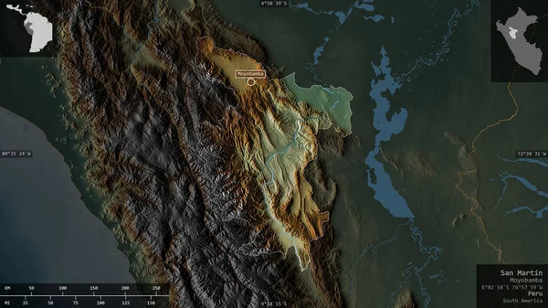 San Martin Region Peru Farbige Reliefs Mit Seen Und Flüssen — Stockfoto