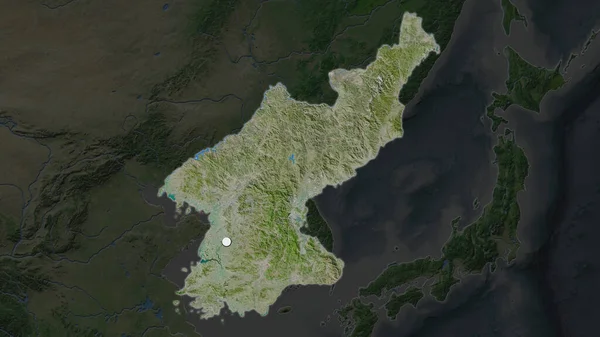 Zona Destacada Corea Del Norte Con Punto Capital Mapa Desaturado — Foto de Stock