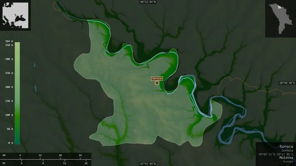 Soroca District Moldova Colored Shader Data Lakes Rivers Shape Presented — Stock Photo, Image