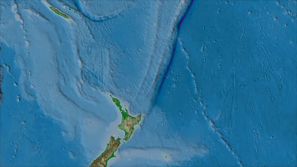 Quartieri Della Placca Tettonica Kermadec Sulla Mappa Fisica Nella Proiezione — Foto Stock