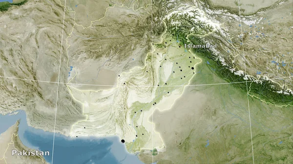 Stereografik Projeksiyondaki Uydusunun Pakistan Bölgesi Ana Bileşimi — Stok fotoğraf