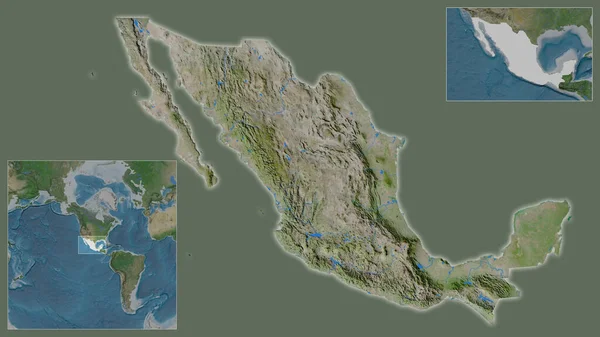 Nærbillede Mexico Dets Beliggenhed Regionen Centrum Stort Verdenskort Satellitbilleder - Stock-foto