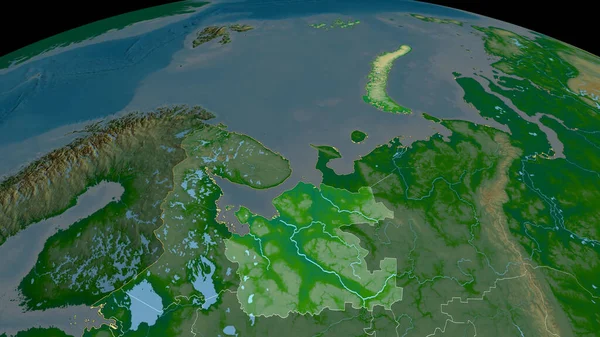Archangel Region Rosji Powiększył Się Podkreślił Główne Cechy Krajobrazu Fizycznego — Zdjęcie stockowe