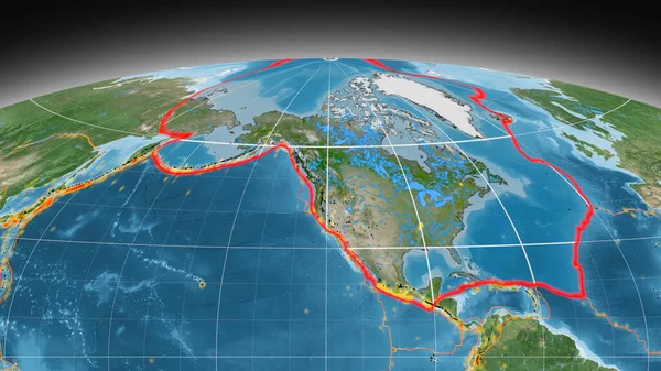 Placa Tectônica América Norte Delineada Nas Imagens Satélite Globais Projeção — Fotografia de Stock