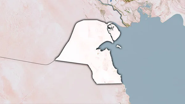 Kuwait Area Sulla Mappa Satellitare Nella Proiezione Stereografica Composizione Grezza — Foto Stock