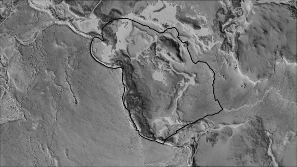 概要北アメリカ地質調査所のグレースケールマップ上の隣接するプレートのプレートと境界Grinten Iの投影 斜めの変換 — ストック写真